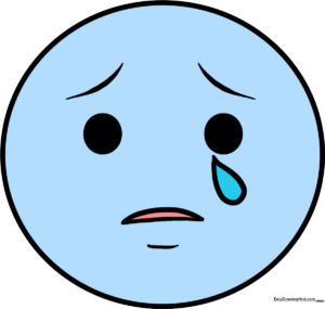 A vibrant, finished crying emoji illustration used as the main guide cover.