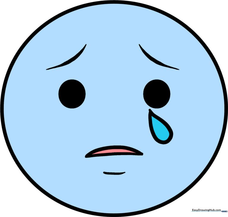 A vibrant, finished crying emoji illustration used as the main guide cover.