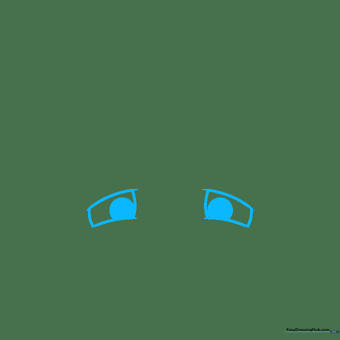 Close-up of two anime-style eyes being sketched with light pencil lines on white paper.