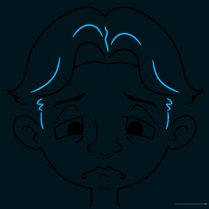 Adding texture lines to the hair and sideburns.