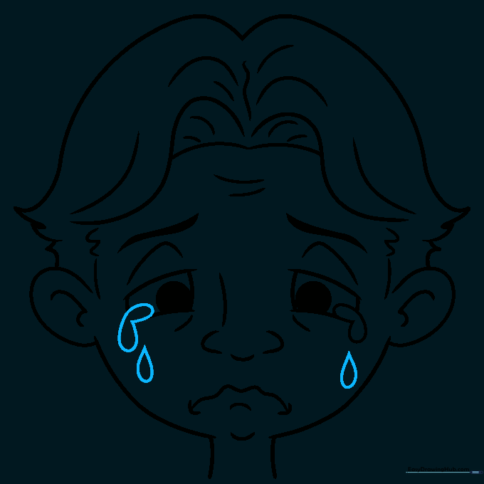 Adding multiple teardrops rolling down the character's cheeks.