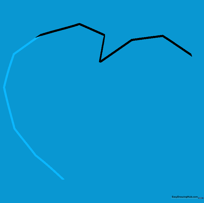 Drawing the left side of the heart using straight geometric segments.