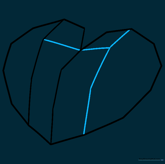 Adding additional internal lines to the lobes of the heart for depth.