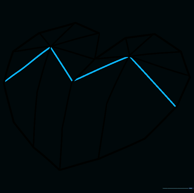 Adding fine ray-pattern lines to the interior of the heart facets.
