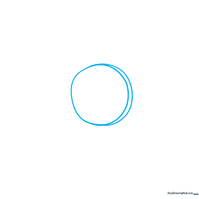 Pencil sketch of a single cucumber slice showing a circular base with a curved side edge.
