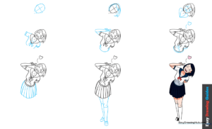 A vibrant, finished illustration of a cute anime girl, serving as the final goal for the drawing tutorial.