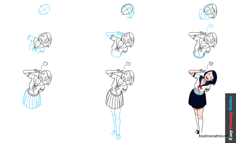 A vibrant, finished illustration of a cute anime girl, serving as the final goal for the drawing tutorial.