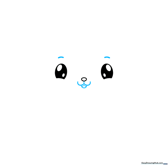 Bunny face details including a small nose, a W-shaped mouth, and a U-shaped chin area.