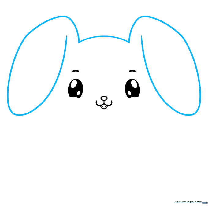 Outline of a bunny head with two long, floppy ears extending upwards.