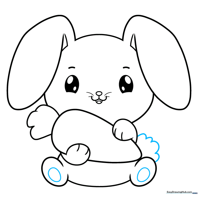 Bunny feet with oval pads and a fluffy tail added to the back.