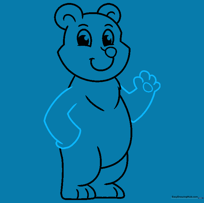 Completing the bear's arms and paw details.