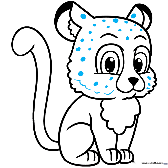 Adding spots to the cheetah's face and ears to enhance the character's detail.