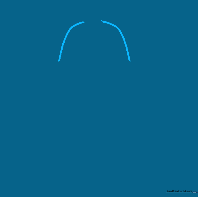 Pencil sketch showing two curved lines forming the top of a mouse head.