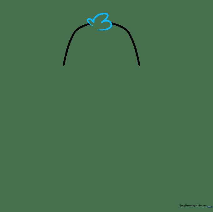 Drawing a small tuft of fur on top of the mouse head using zigzag curves.
