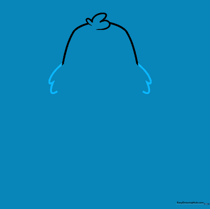 Adding rounded cheek lines to the bottom of the mouse head outline.