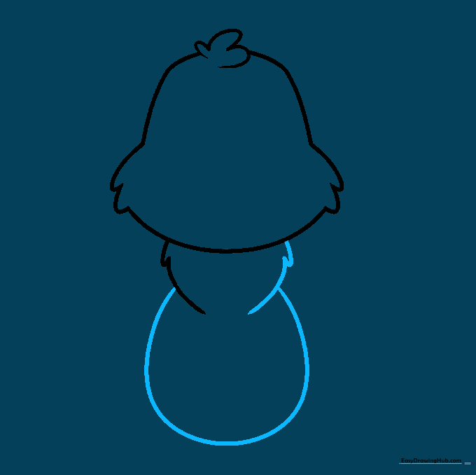 Completing the rounded body shape of the cartoon mouse.