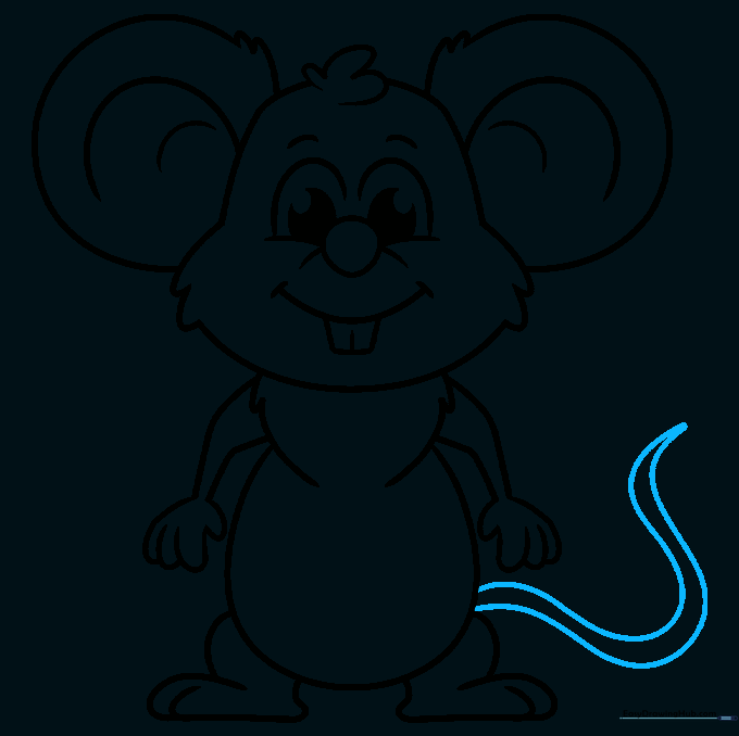 Adding a long, curved tail to the back of the mouse.
