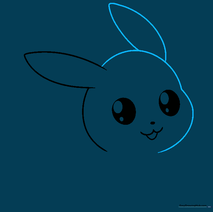 Pikachu head outline showing the dome shape and the first ear structure.