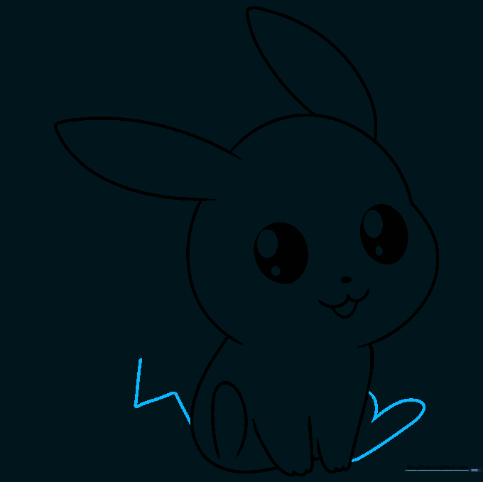 Pikachu tail base sketch showing the characteristic zigzag shape.