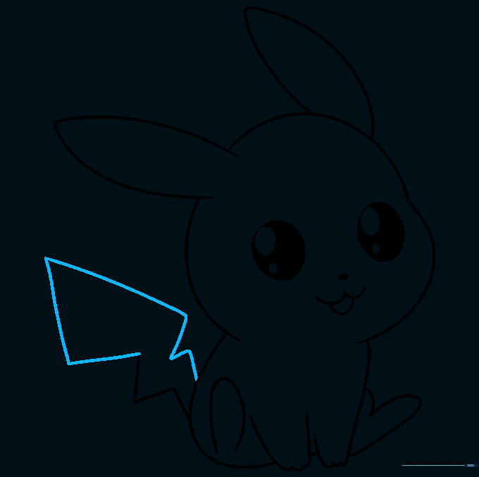 Completed lightning bolt tail shape for the Pikachu drawing.