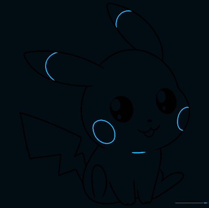 Pikachu face details including cheek circles and ear markings.