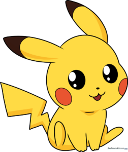 A vibrant, finished drawing of a cute chibi Pikachu, showcasing bright yellow fur and iconic red cheeks.