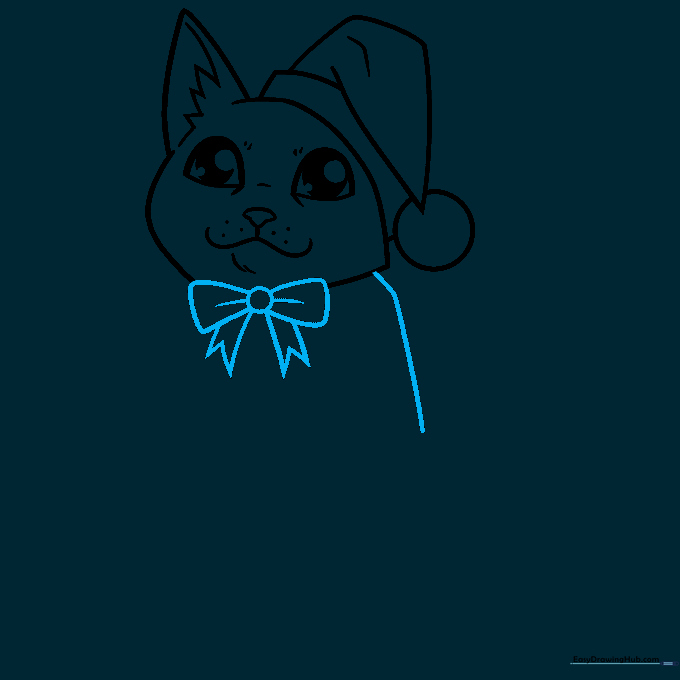 Adding a festive bow tie to the cat's neck area.
