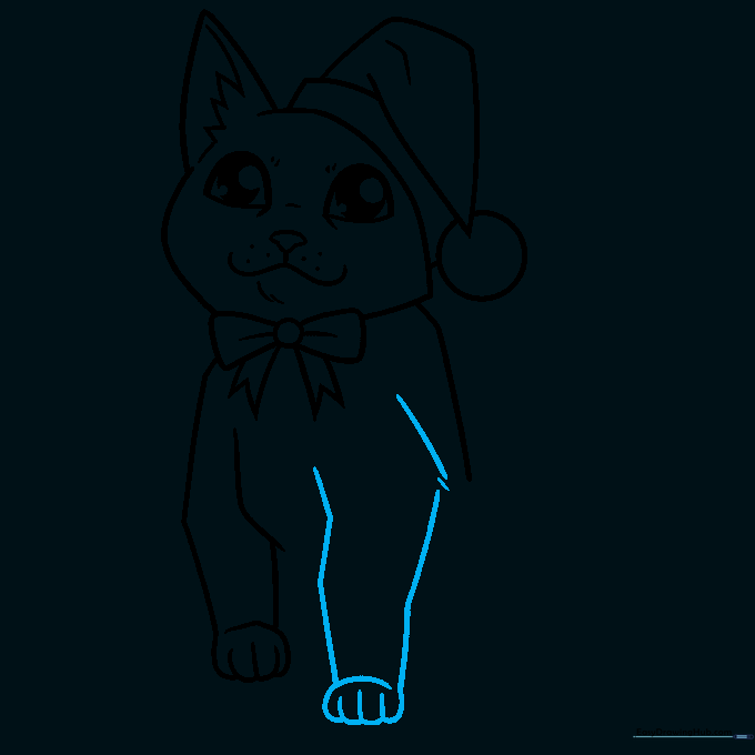 Adding the second front leg to complete the cat's stance.