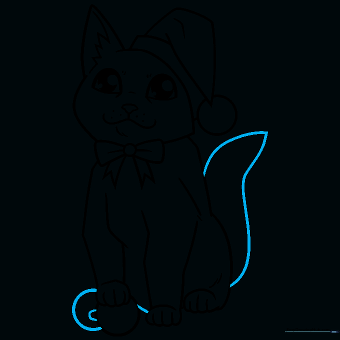 Adding the final tail and ornament hanger to complete the drawing.