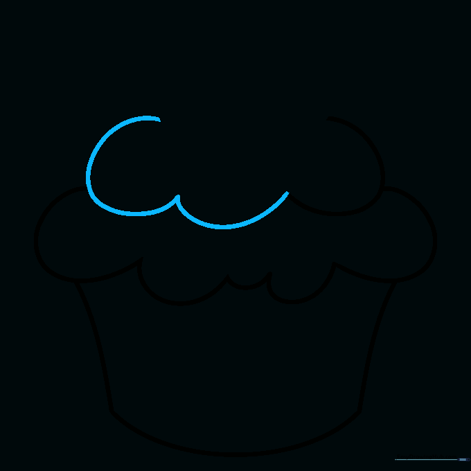 Third layer of frosting added to the cupcake to create a tall, swirled effect.