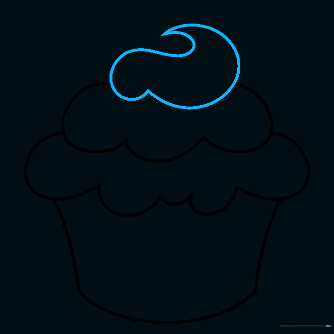 A small spiral line drawn at the peak of the frosting to represent the final swirl.
