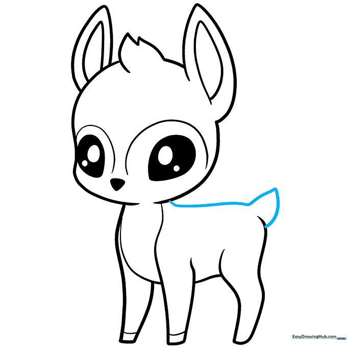 Drawing the deer's back and tail outline.