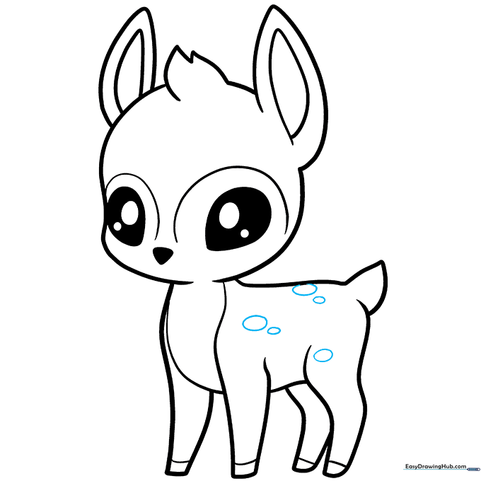 Adding spots to the deer's back to complete the outline.