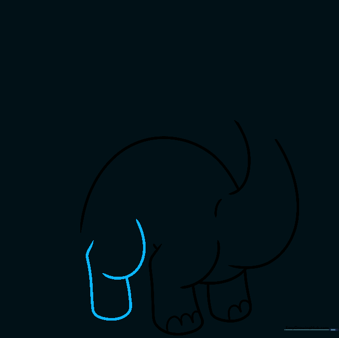 Adding the rear leg to the dinosaur, showing how it overlaps with the body.
