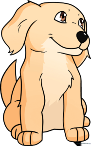 A vibrant, finished illustration of a cute puppy sitting, used as the featured image for the drawing tutorial.
