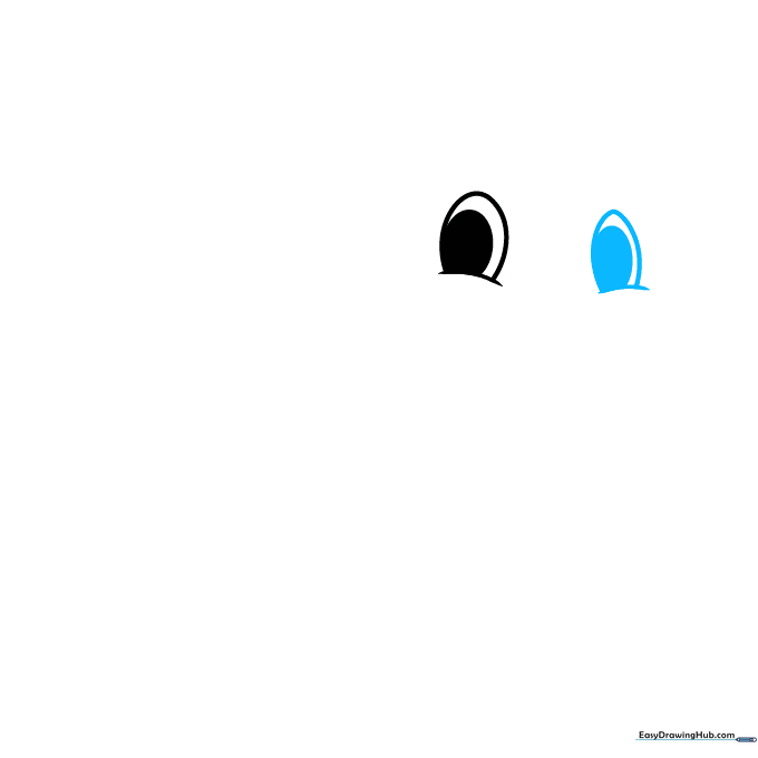 Two cartoon dolphin eyes drawn side-by-side on a white background.
