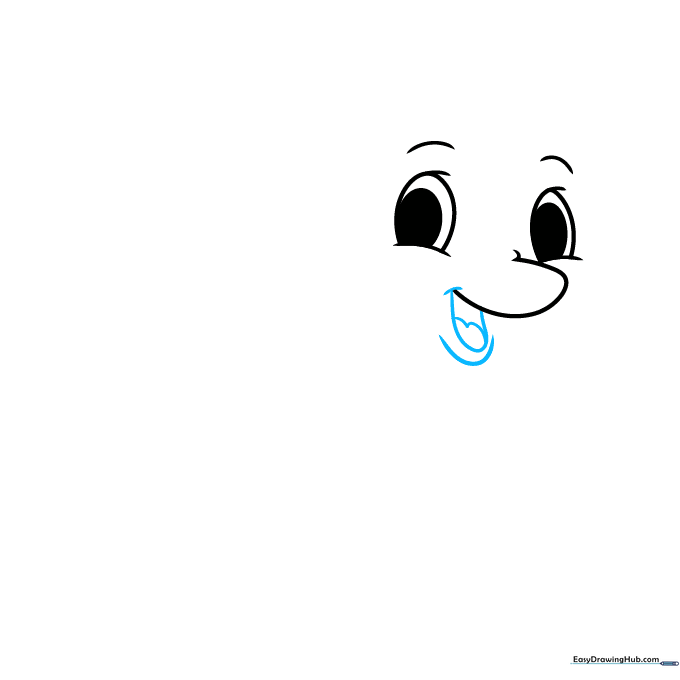 Detailed view of a cartoon dolphin's open mouth and tongue.