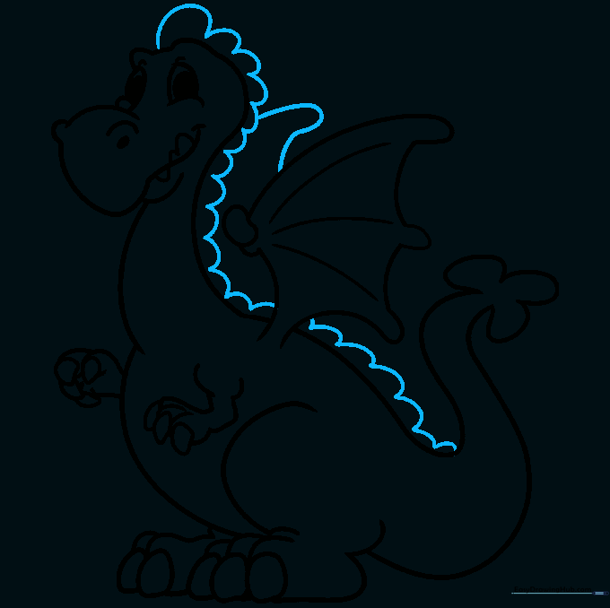 Adding the final wing and a row of spikes along the dragon's back.