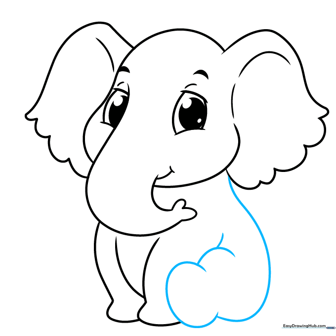 Adding the elephant's back and a rounded hind leg to the body.