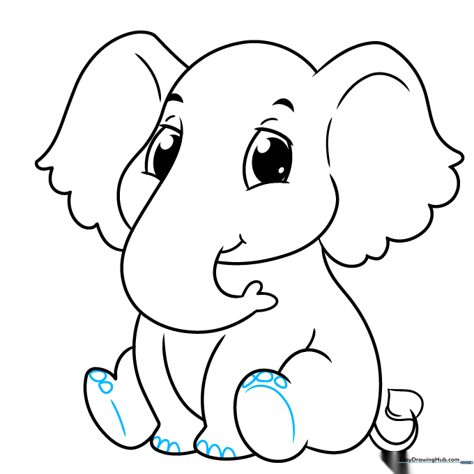 Adding U-shaped toenail details to the elephant's feet.