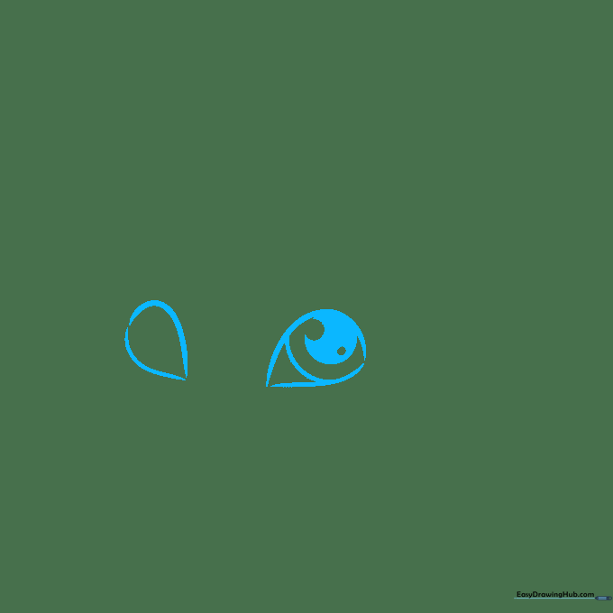 Pencil sketch of two teardrop-shaped eye outlines with circular pupils and highlights.