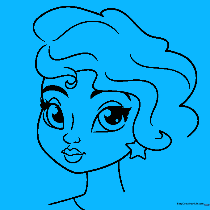 Adding texture lines to the hair to create depth and movement.