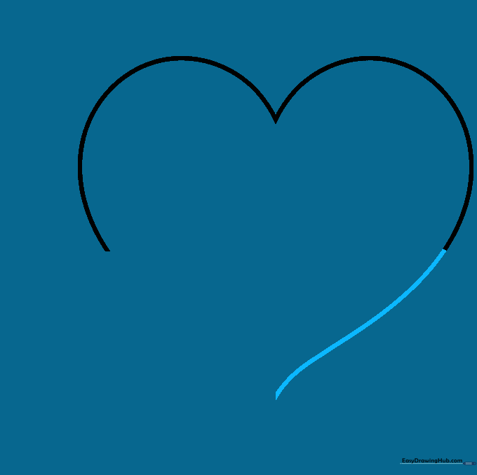 The left side of the heart outline extending down to the bottom point.