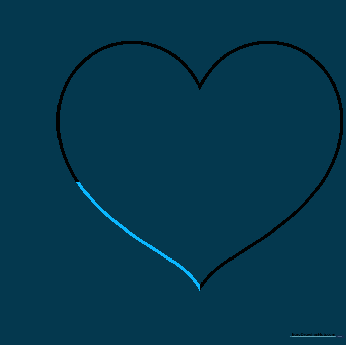 The completed outline of a heart shape.
