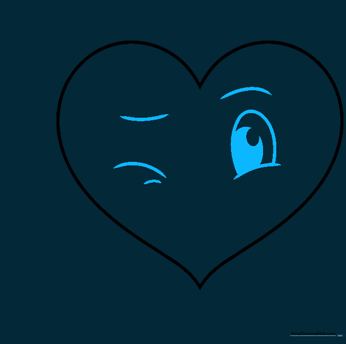 The heart now features one open eye with a pupil and one winking eye.
