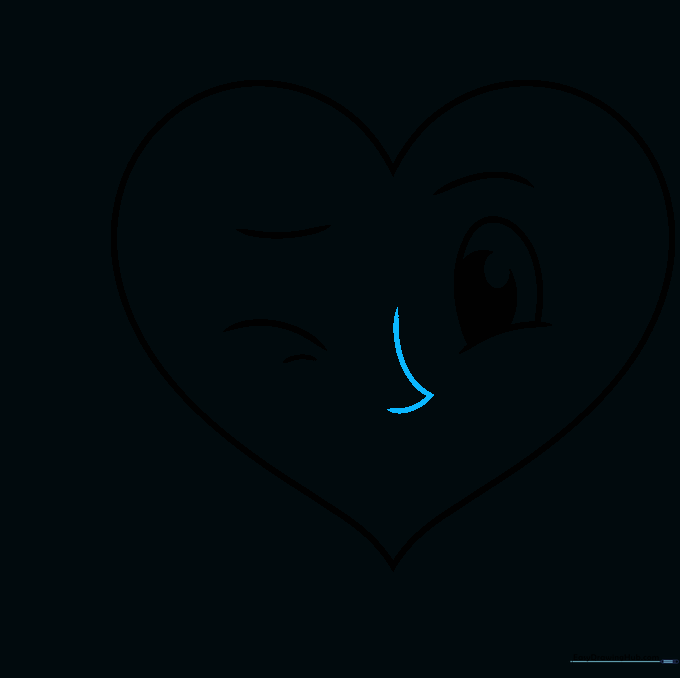 A small, pointed cartoon nose added to the center of the heart face.