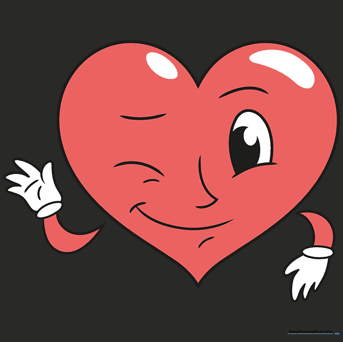 A fully colored, vibrant heart smiley face character.