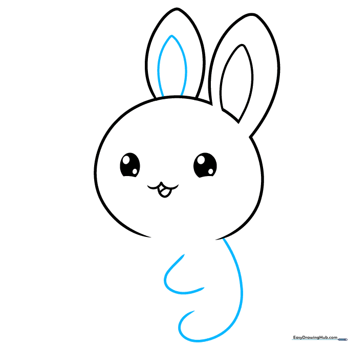 Outlining the bunny's body, leg, and one arm reaching forward.
