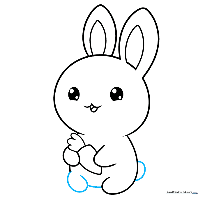 Adding the second leg and a small, round cotton-ball tail.