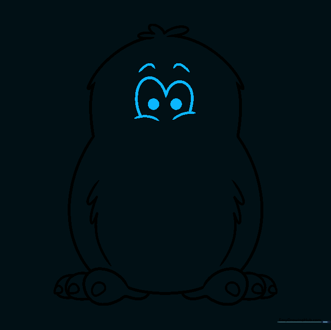 Detailed sketch of the monster's face focusing on the eyes and expressive eyebrows.
